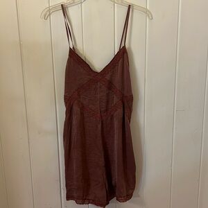 Aerie intimate silk romper with pockets